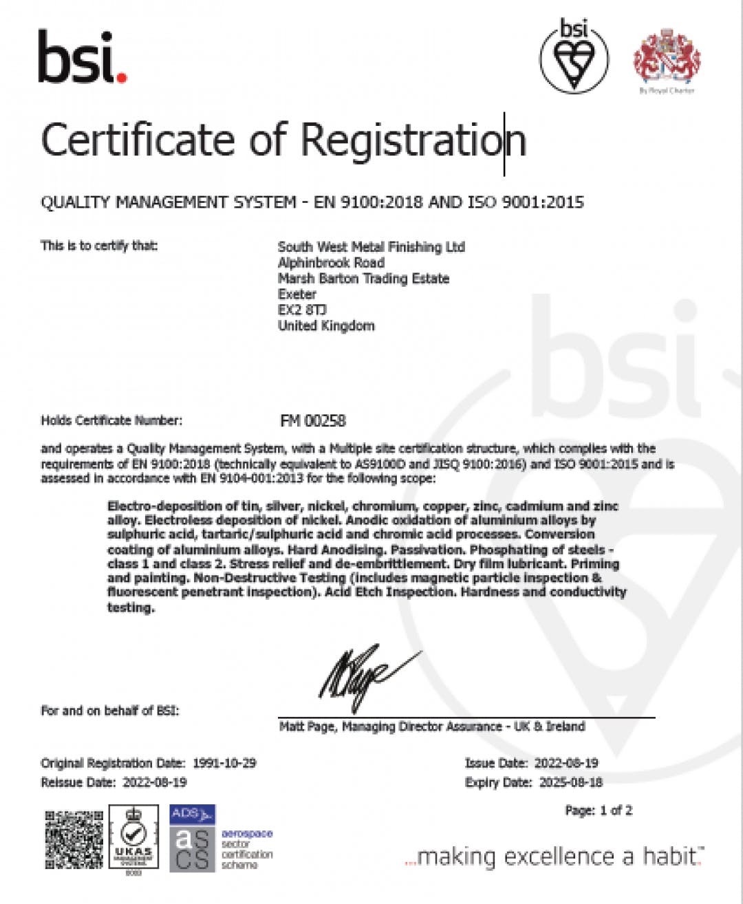 South West Metal Finishing AS9100 Re-certification! | South West Metal ...